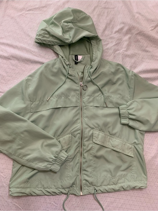 H&M Jackets & Blazers - H&M Light Sage Hooded Jacket with Drawstring